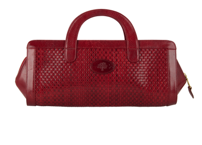 Vintage Woven Top Handle Clutch, &pound;150, Handbags, Red, Leather, Front view
